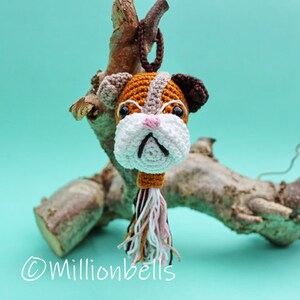 Schlüsselanhänger Englische Bulldogge Puppy PDF HÄKELMUSTER Hund Ornament Schlüsselanhänger Tier Tasche Geldbörse Charm Amigurumi