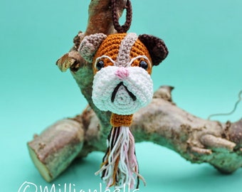 Keychain English Bulldog Puppy PDF CROCHET PATTERN Dog Ornament Keyfob Animal Bag Purse Charm Amigurumi