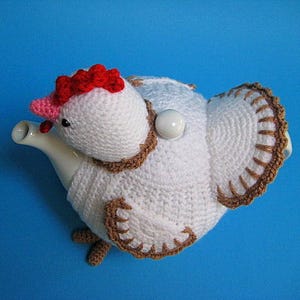 Chicken Tea Cosy PDF Crochet Pattern Easter Decor Spring Teapot Cover Animal Bird image 6