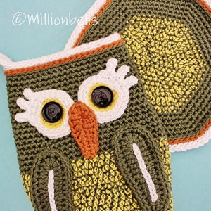 Owl Oven Mitt Pot Holder PDF CROCHET PATTERN Mittens Kitchen Decor image 9