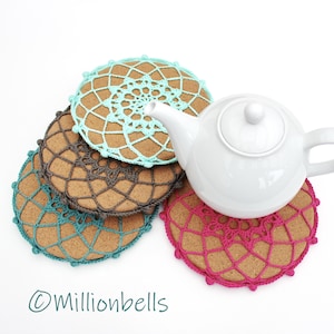 Colorful Cork Hot Pad Cover PDF CROCHET PATTERN Kitchen Decoration Mandala Boho Granny Square Style