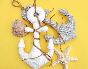 Anchor Amigurumi PDF Crochet Pattern Beach Nautical Maritime Decor Ornament Decoration