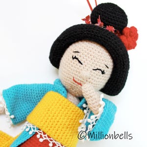 Amigurumi Geisha PDF CROCHET PATTERN Decoration Doll Soft Toy Maiko Kokeshi Orient Japanese