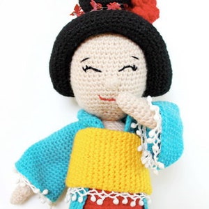 Amigurumi Geisha PDF CROCHET PATTERN Doll Toy Maiko Kokeshi Orient image 9