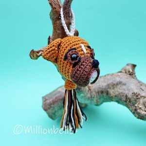 Schlüsselbund Boxer PDF Häkelanleitung Welpe Hund Ornament Schlüsselanhänger Tier Tasche Geldbörse Charm Amigurumi