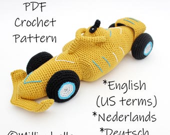Formula 1 Race Car Amigurumi PDF CROCHET PATTERN F1 Racing Vehicle