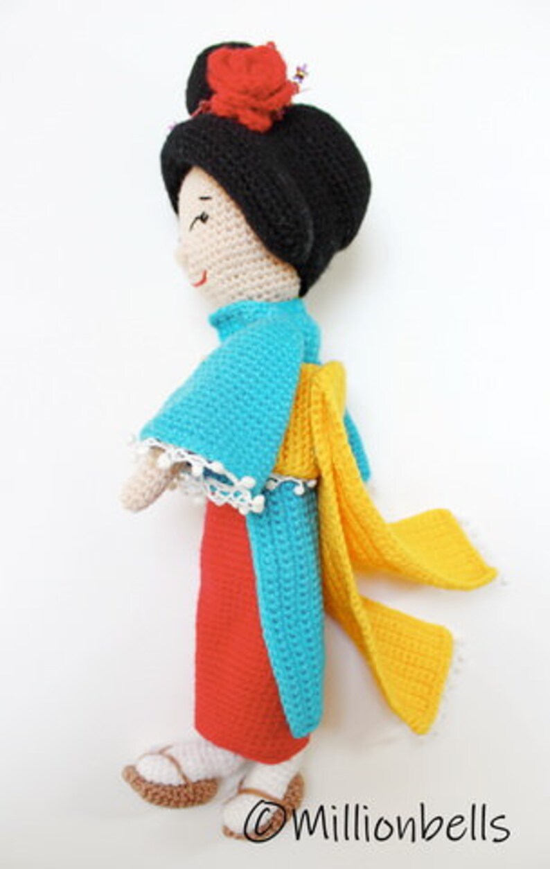 Amigurumi Geisha PDF CROCHET PATTERN Doll Toy Maiko Kokeshi Orient image 4