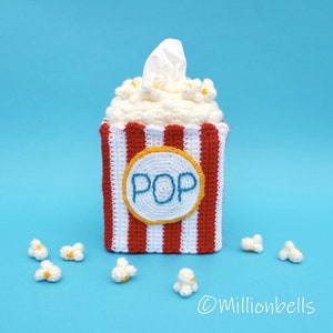 Popcorn Tissue Box Cover PDF CROCHET PATTERN Movie Box Cozy Home Decor Topper