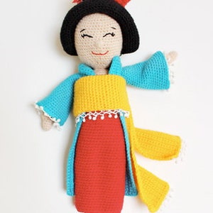 Amigurumi Geisha PDF CROCHET PATTERN Doll Toy Maiko Kokeshi Orient image 8