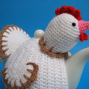 Chicken Tea Cosy PDF Crochet Pattern Easter Decor Spring Teapot Cover Animal Bird image 5