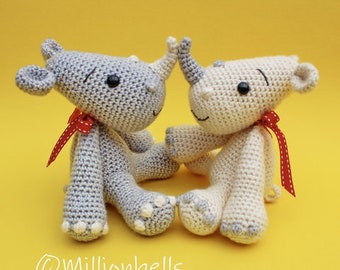 Rhino Amigurumi Modello all'uncinetto PDF Adorabile giocattolo rinoceronte animale da safari