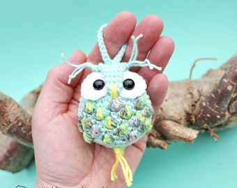 Owl Keychain PDF Crochet Pattern Amigurumi Animal Bag Purse Charm Ornament Christmas