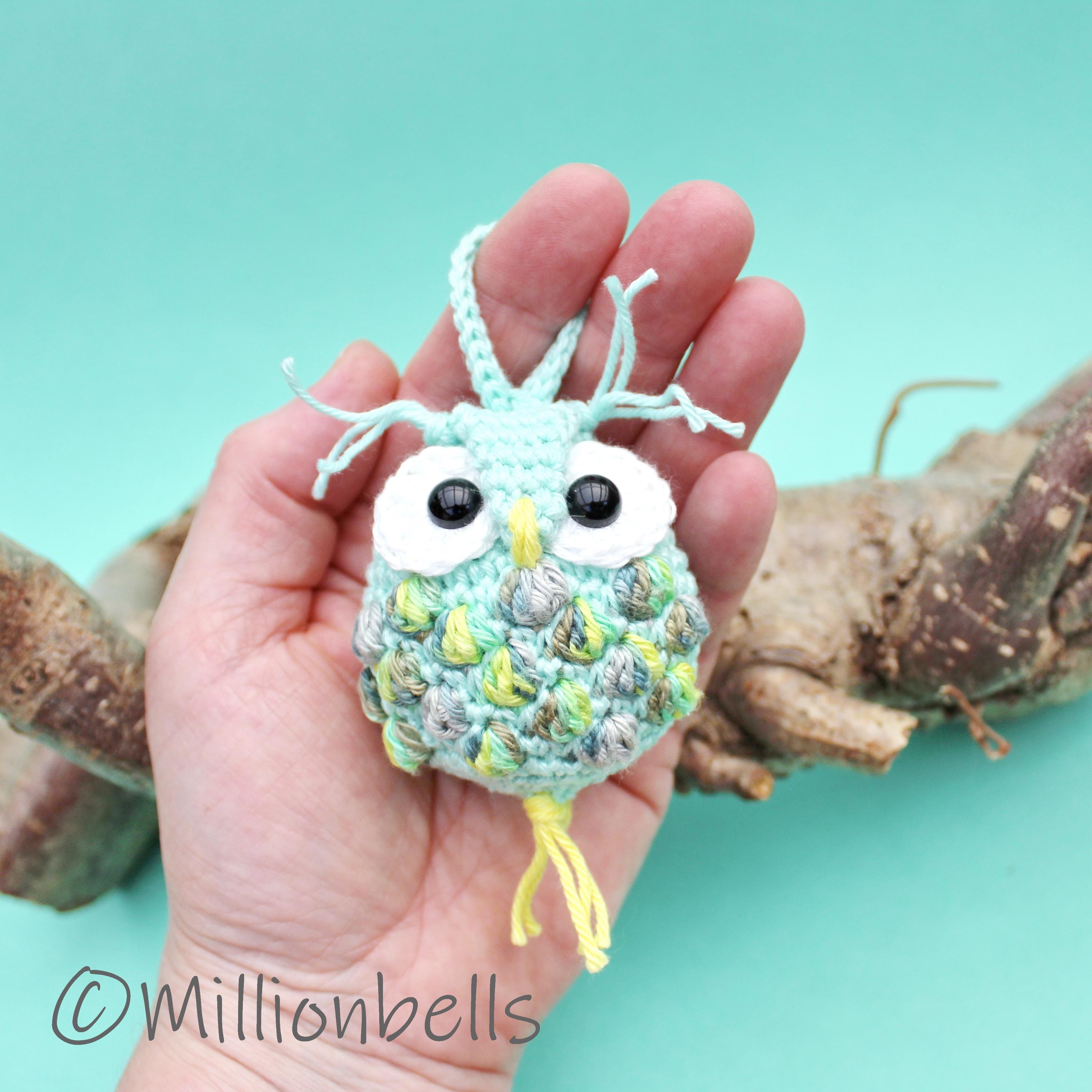 Owl Keychain PDF Crochet Pattern Amigurumi Animal Bag Purse Charm Ornament Christmas