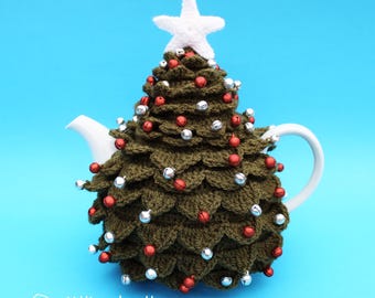 Tea Cosy Christmas Tree PDF CROCHET PATTERN Teapot Cover Xmas Kitchen Decoration