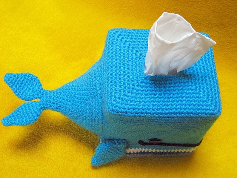 Whale Tissue Box Cover CROCHET PATTERN PDF Cozy Sea Animal Etsy