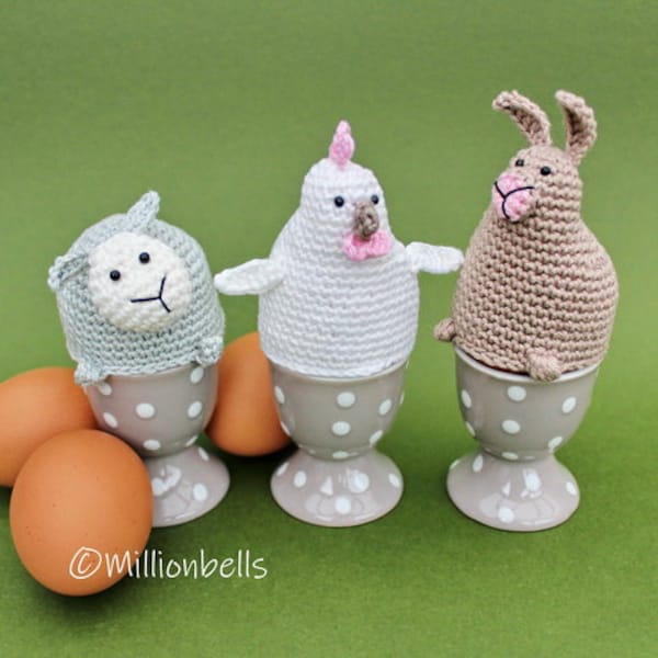 Oeuf Cosy Chicken Bunny Sheep Easter Spring Cosies Crochet Pattern PDF