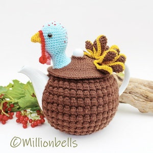 Tea Cosy Turkey Crochet Pattern PDF Thanksgiving Kitchen Decor Fall Autumn