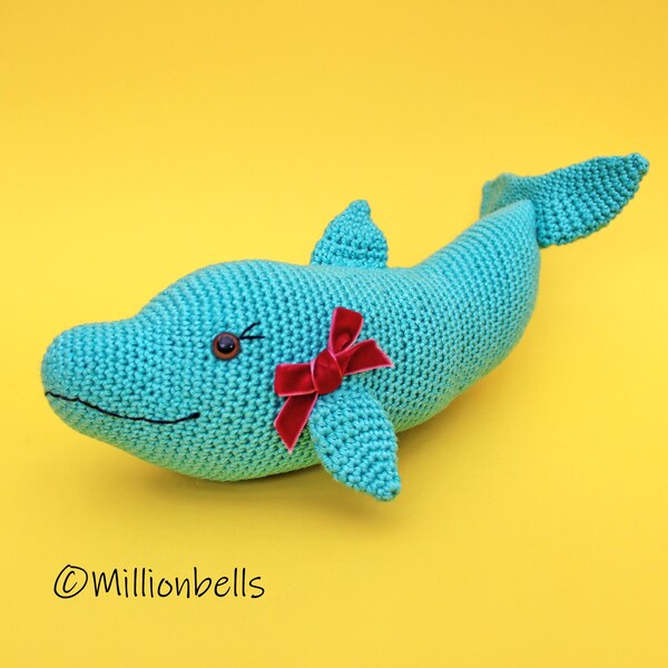 Wzór szydełkowy delfina Amigurumi w formacie PDF, prezent dla dziecka, pluszowa zabawka, ryba morska