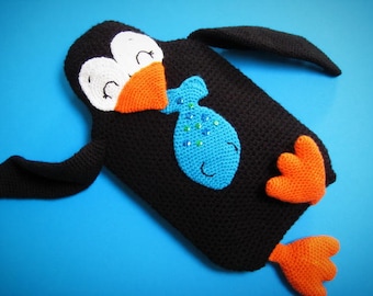 Penguin Hot Water Bottle Cover Cozy PDF CROCHET PATTERN Animal Pyjama Case Pillow