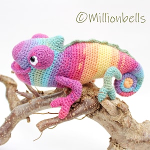 Amigurumi Chameleon PDF CROCHET PATTERN Soft Toy Jungle Animal Plush