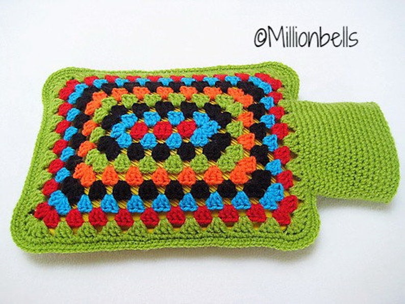 Granny Square Rectangular Hot Water Bottle Cover Crochet Etsy