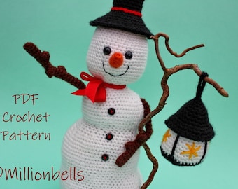 Snowman with Lantern Amigurumi Christmas Winter Decor Toy Doll PDF Crochet Pattern