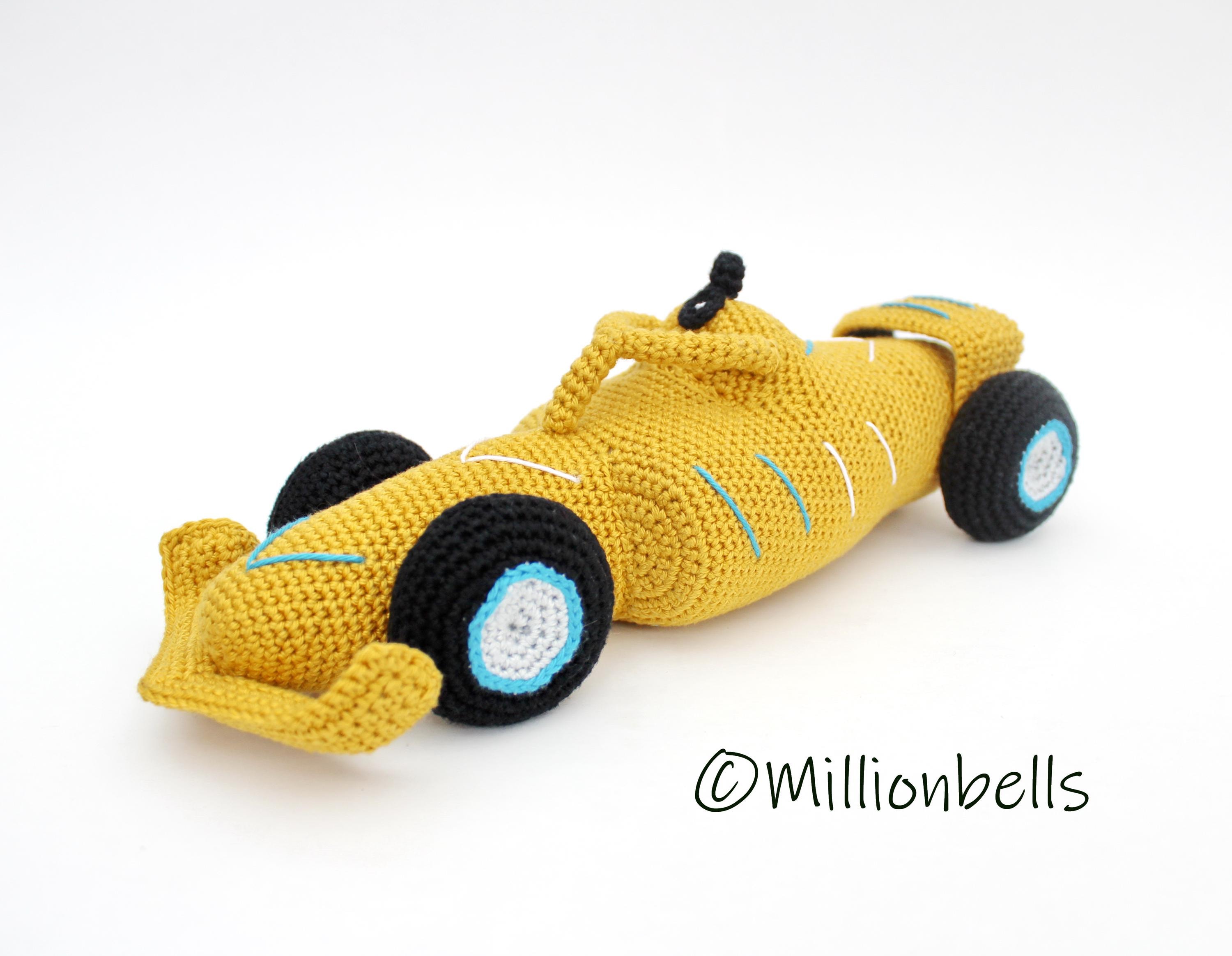 Formula 1 Race Car Amigurumi PDF CROCHET PATTERN F1 Racing Vehicle Toy Decoration