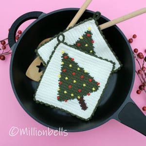 Presine per albero di Natale PDF MODELLO ALL'UNCINETTO Arazzo Festivo Sottopentola di Natale