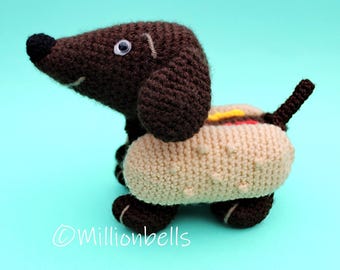 Haakpatroon Hot Dog Teckeltje Teckel Amigurumi Knuffel Hond PDF Nederlands Patroon Dier