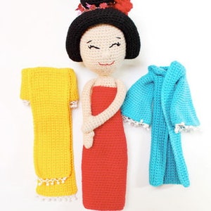 Amigurumi Geisha PDF CROCHET PATTERN Doll Toy Maiko Kokeshi Orient image 10