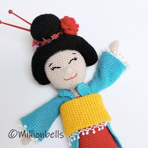 Amigurumi Geisha PDF CROCHET PATTERN Doll Toy Maiko Kokeshi Orient image 3