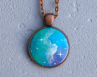 Galaxy pendant Nebula necklace Space jewelry Unique Universe Outer space Milky way Astronomy lover