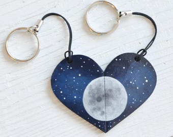 Juego de llaveros Fool Moon Regalo del Día de San Valentín Aniversario Medio corazón Novio Amistad Mejor amigo