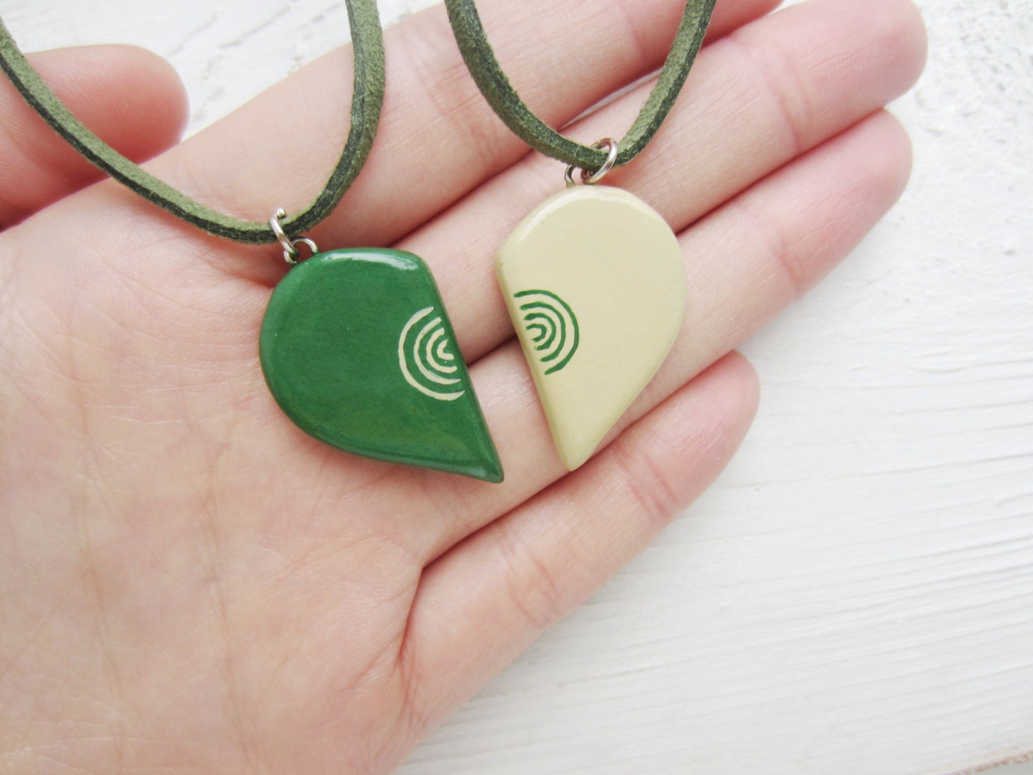 Half heart pendant Set of necklace Couple pendants Etsy