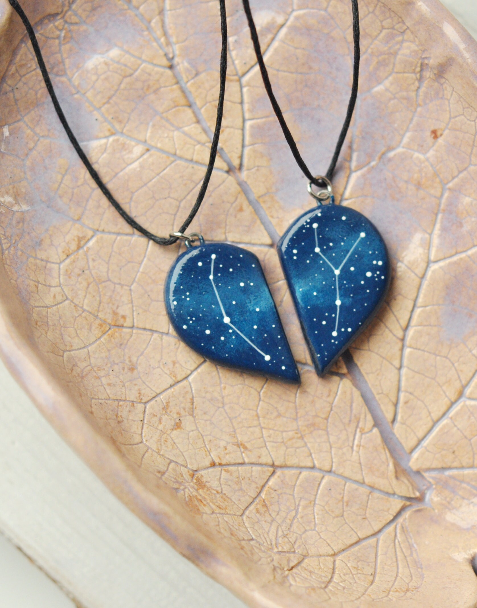 Half heart necklace Two hearts pendants Friendship Anniversary Etsy