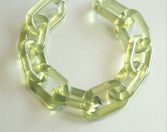 20 eslabones de cadena gruesos de acrílico ovalados de olivino transparente, eslabones de cadena de plástico transparente, eslabones abiertos, tamaño 38 mm x 24 mm