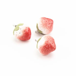 Porcelain Strawberry Pendants, Necklace Bracelet Ceramic Charms, Size 19mmx20mm, 1pcs