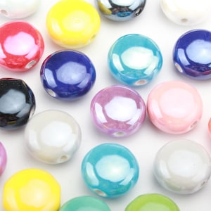 Assorted Porcelain Round Beads: 15mm Ceramic Jewelry Making, 20pcs