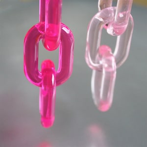 20pcs Clear Rose Pink Oval Acrylic Chunky Chain Links, Transparent Plastic Chain Links, Necklace Chain Link, Open Link ,Size 38mmx24mm