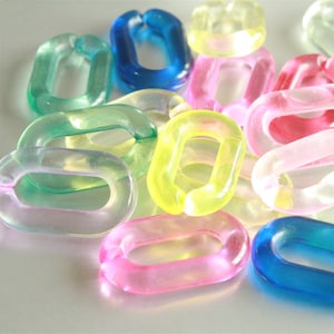 20pcs Chunky Mixed Clear Oval Acrylic Chunky Chain Links, Transparent Plastic Chain Links, Open Link, Tamaño 38mmx24mm