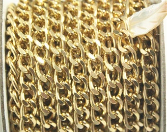 10yards Gold Curb Chain Roll,Aluminum Chain, Open Link Chain per Link Size 10mmx6mm Jewelry Findings