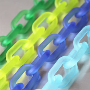 3feet Matte Green Series Oval Acrylic Chain, Translucent Plastic Chain, Necklace Chain with Open Links ,Size 28mmx17mm, SV081