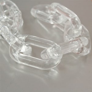 20pcs Clear White Oval Acrylic Chunky Chain Links, Transparent Plastic Chain Links, Necklace Chain Link, Open Link ,Size 38mmx24mm