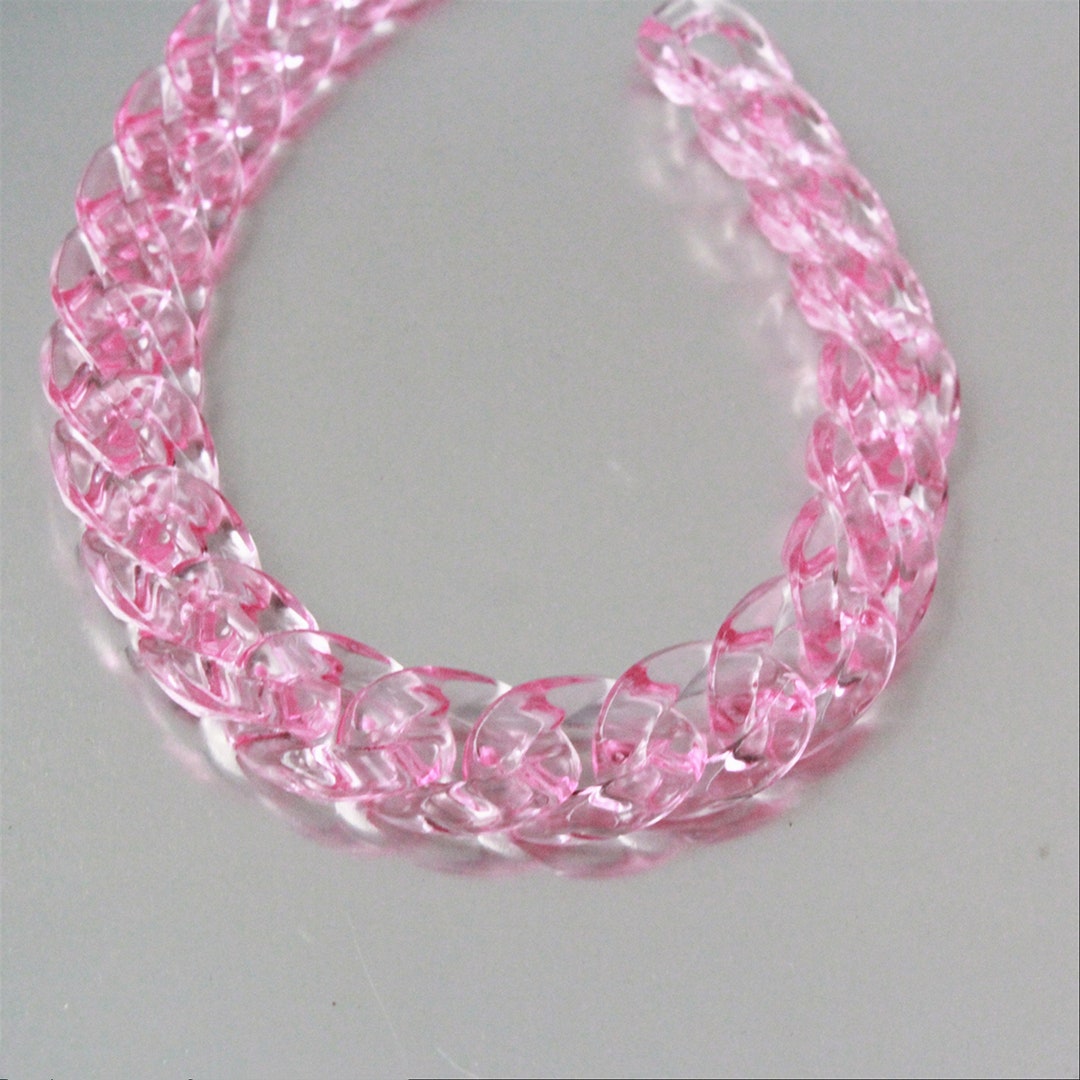 80pcs Transparent Acrylic Curb Chain Links, Clear White Plastic