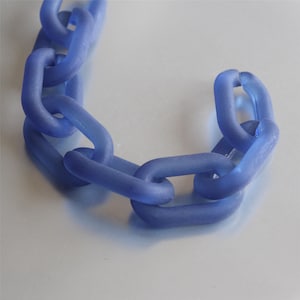 20pcs Big Matte Sapphire Oval Acrylic Chunky Chain Links, Translucent Plastic Chain Links, Open Link ,Size 40mmx25mm