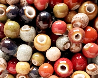 40pcs Assorted Porcelain Round Vintage Beads, Necklace Bracelet Earring Ceramic Beads, Jewelry Findings