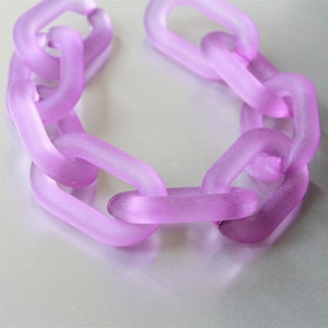 20pcs Big Matte Purple Oval Acrylic Chunky Chain Links, Translucent Plastic Chain Links, Open Link ,Size 40mmx25mm