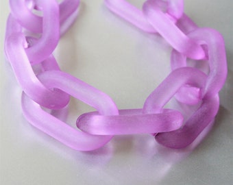 20pcs Big Matte Purple Oval Acrylic Chunky Chain Links, Translucent Plastic Chain Links, Open Link ,Size 40mmx25mm