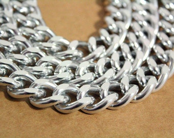 3 Feet Silver Curb Chain, Chunky Aluminum Chain, Open Link Chain per Link Size 19mmx15mm Jewelry  Chains(k803) LU6