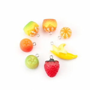 Quality Resin Fruit Charms, Earring Necklace Strawberry Pendants,Orange Pendants, 2pcs